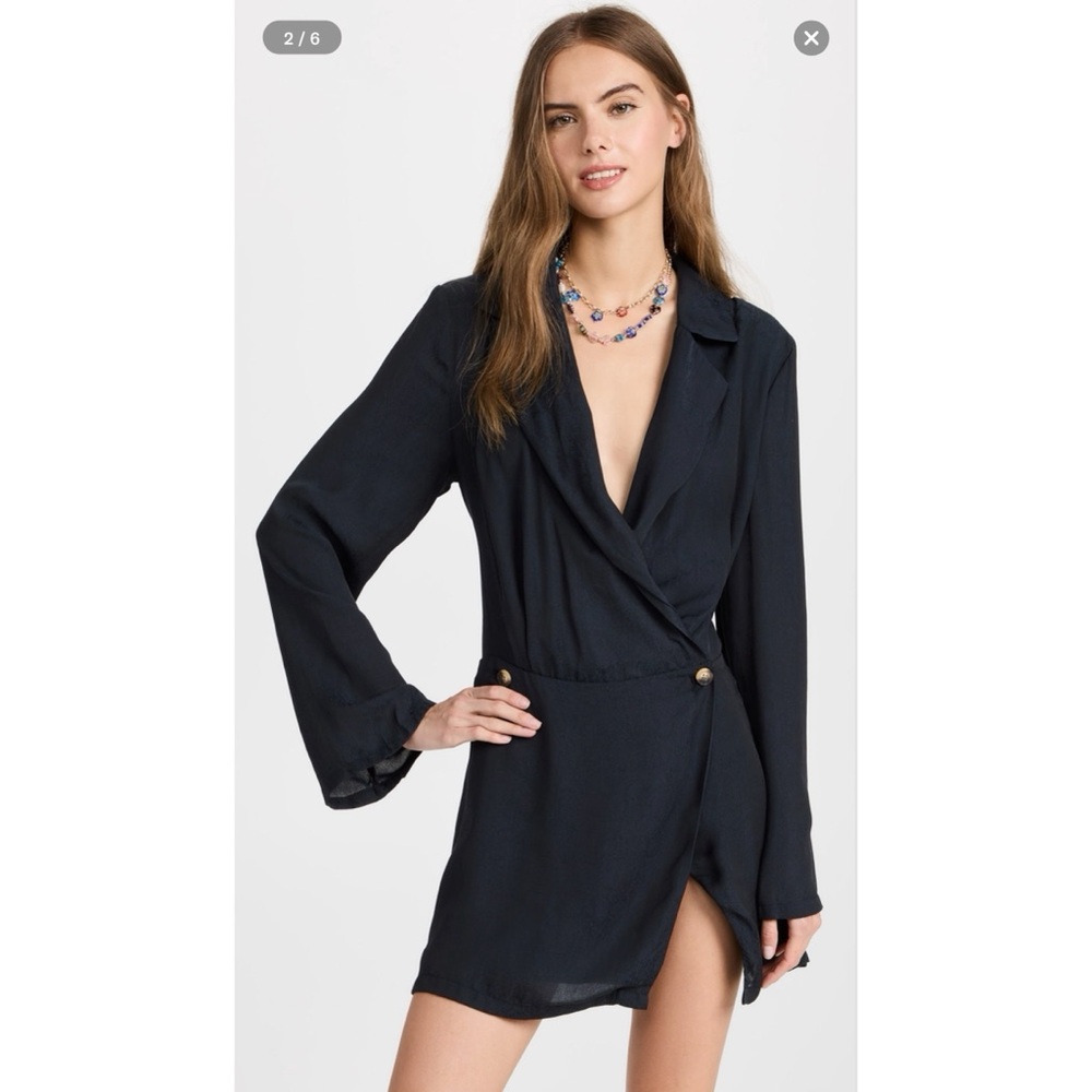 SOLD 🌈 NEW FREE PEOPLE SIMONE MINI BLACK BLAZER SUIT DRESS XS - Picture 10 of 16